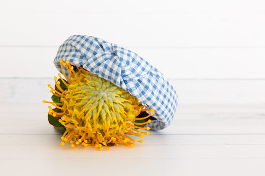 Blue gingham head band